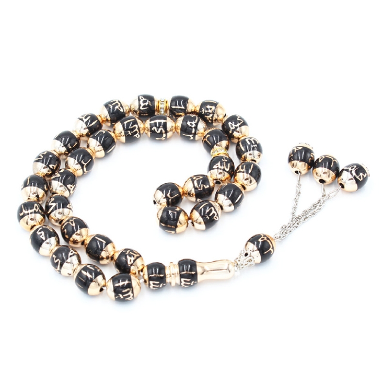 Tasbih – perles de prière musulmane islamique, collier de méditation, chapelet, Masbaha: Black
