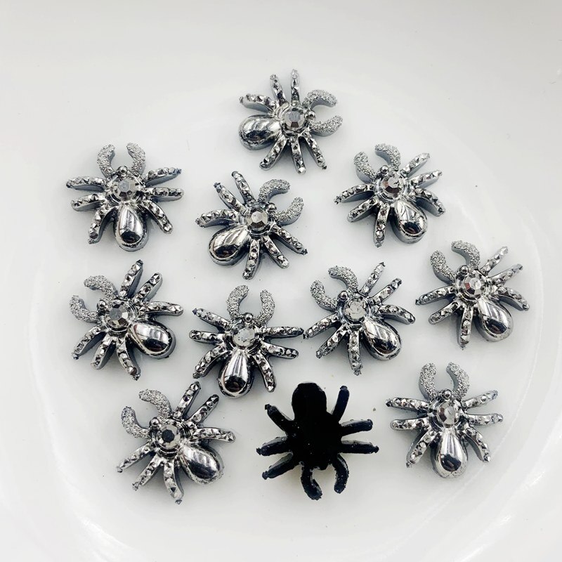 30Pcs Resin Spider Diy Decoratie Ab/Wit Rhinestone Spider Armour Sieraden Voor Oorbel Decoratie: 0-B584