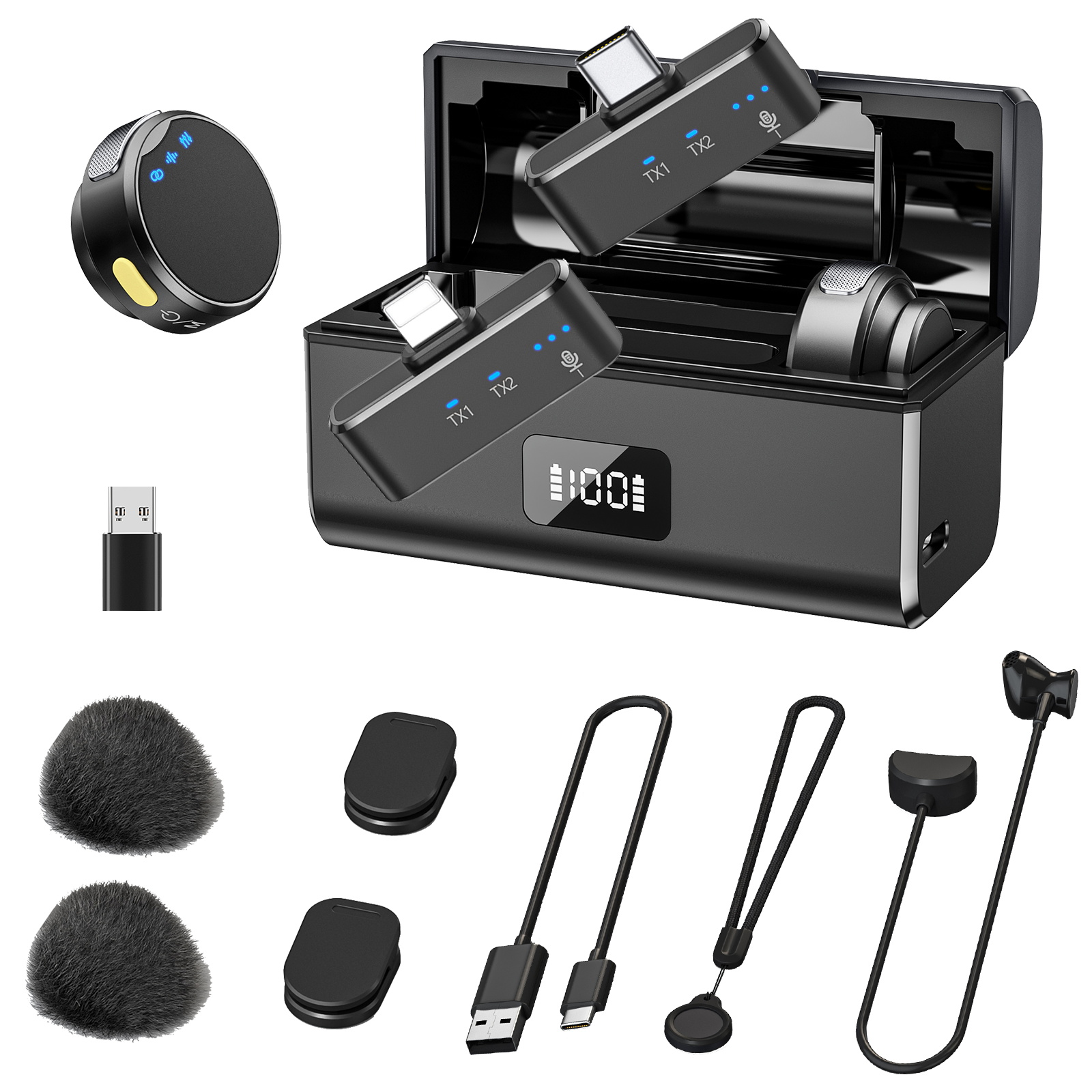 Microfono Lavalier Wireless con scatola di ricarica riduzione del rumore magnetico microfono professionale con risvolto per la registrazione in Studio dal vivo: YELLOW