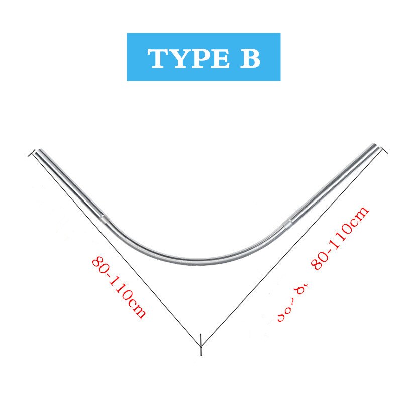 U-Shaped Shower Curtain Rod Retractable Curved 201 Stainless Steel Rail Rod No Punching Bathroom Curtain Mounting Rod 6 Size: B