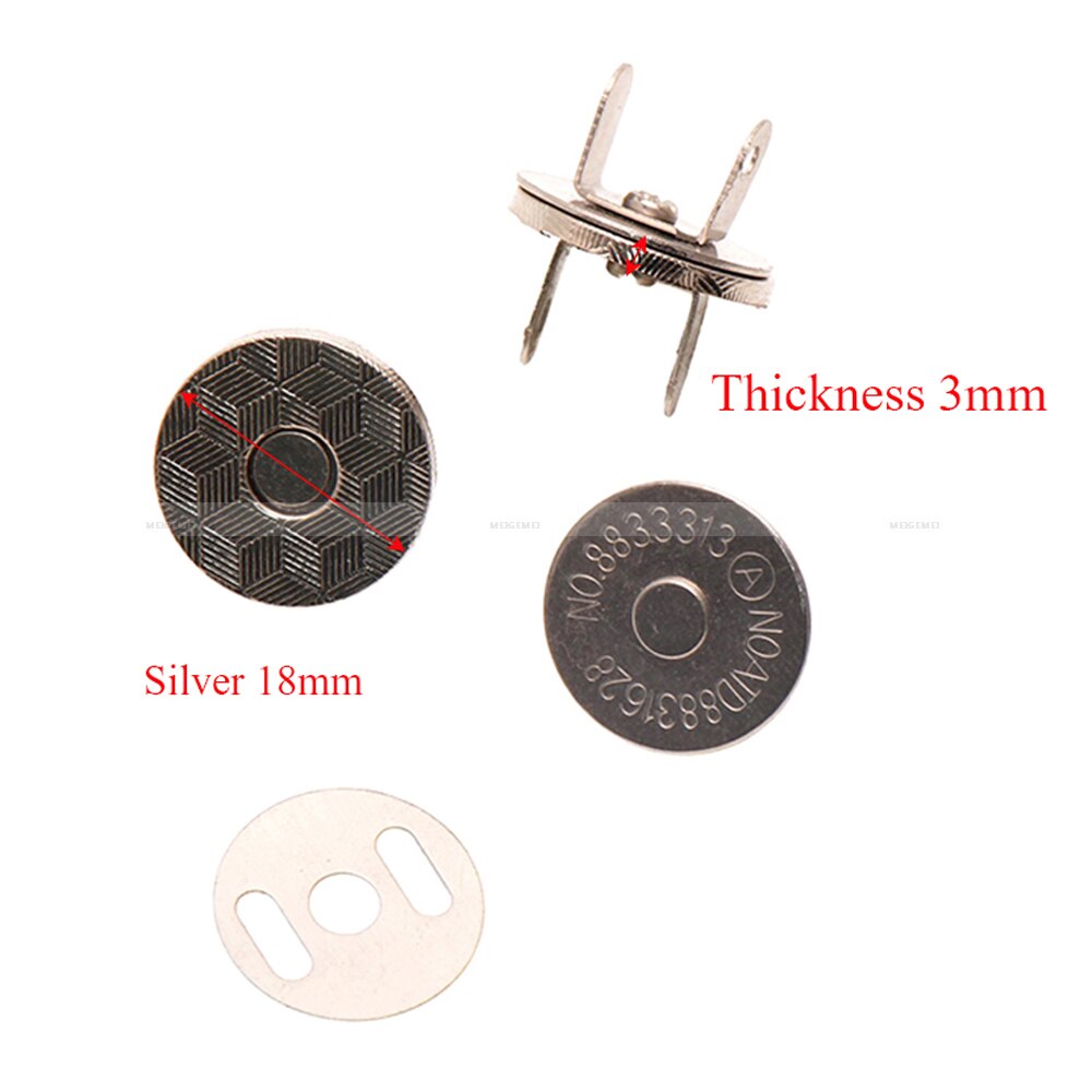 Juego de 10 botones magnéticos finos de 10mm, 14mm y 18mm, bolsas con imán, hebilla de adsorción automática, botones de Metal, broches, botones de billetera