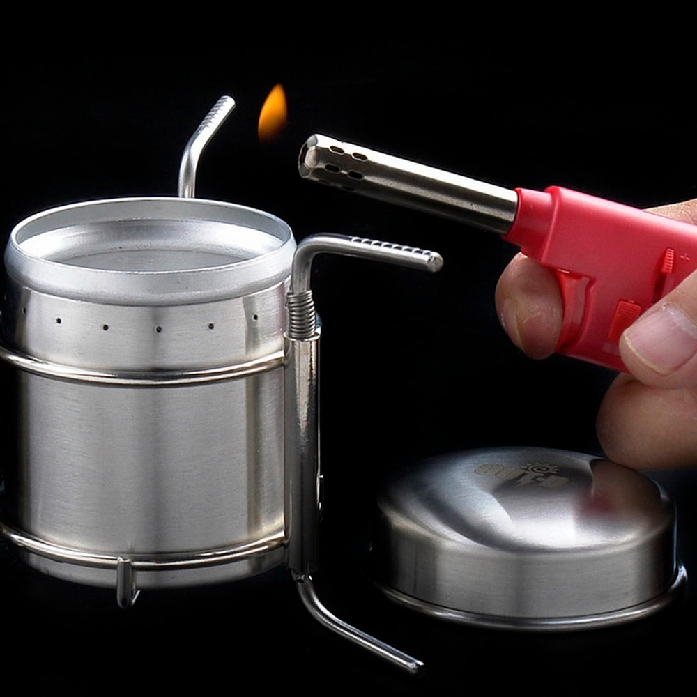 Mini estufa de Alcohol de acero inoxidable para acampar, estufa pequeña portátil de bolsillo, OUT-D de 247g, B-1