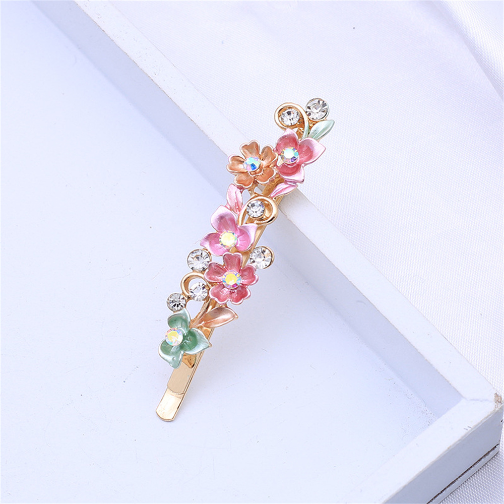 Pince à cheveux Vintage en forme de fleur en strass, Barrettes colorées en métal Floral et cristal pour fête, queue de cheval, accessoires pour femmes et filles: GRIS