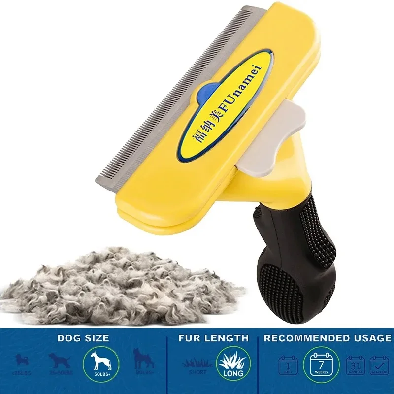Ontharingskam voor grote honden Borstel voor grote honden Verzorgingsborstel voor huisdieren Kattenkam Haarmassagekam voor honden Kattenhaarverwijderaar Reiniging Verzorging: GRIJS