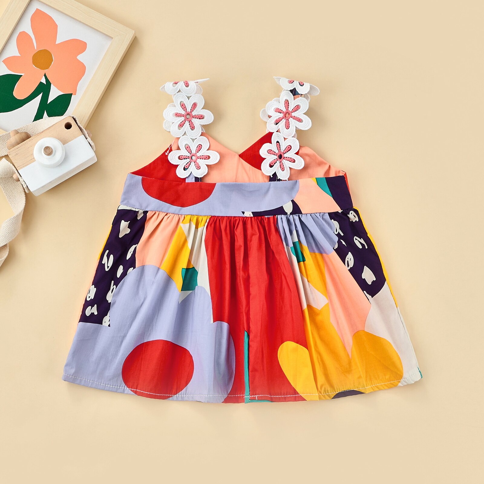 Vêtements d'été pour bébés filles, jolie robe de plage en coton imprimé Floral, sans manches, à bretelles, tenue de princesse