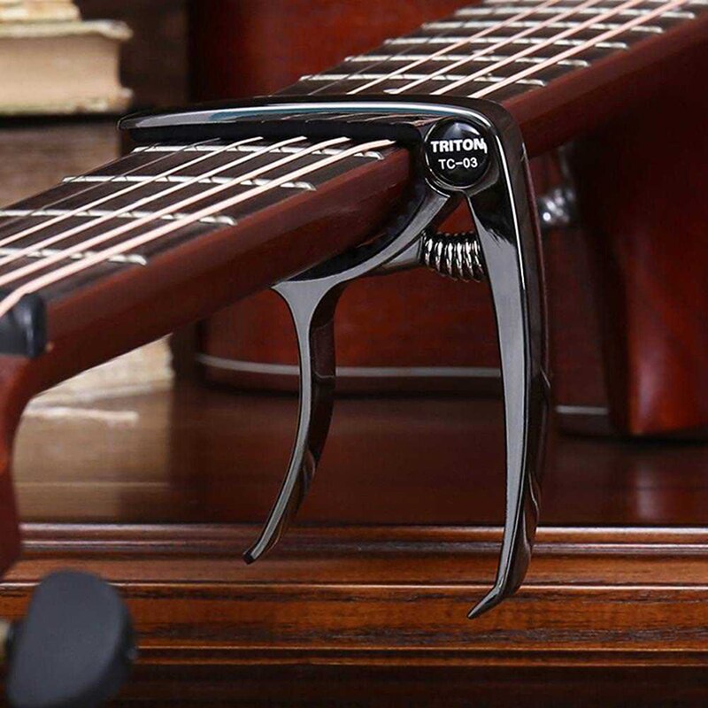 Accesorios universales para guitarra Capo, llave de cambio rápido, Metal de aleación de aluminio, cejilla para guitarra clásica acústica, piezas para guitarra: Negro