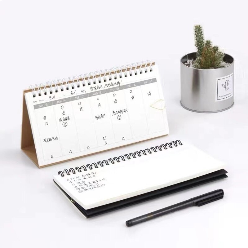 Simple Small Memo Notepad Time Management Planner Self-discipline Clock-in Schedule Blank Drawing Book Thick Paper Coil Ledger