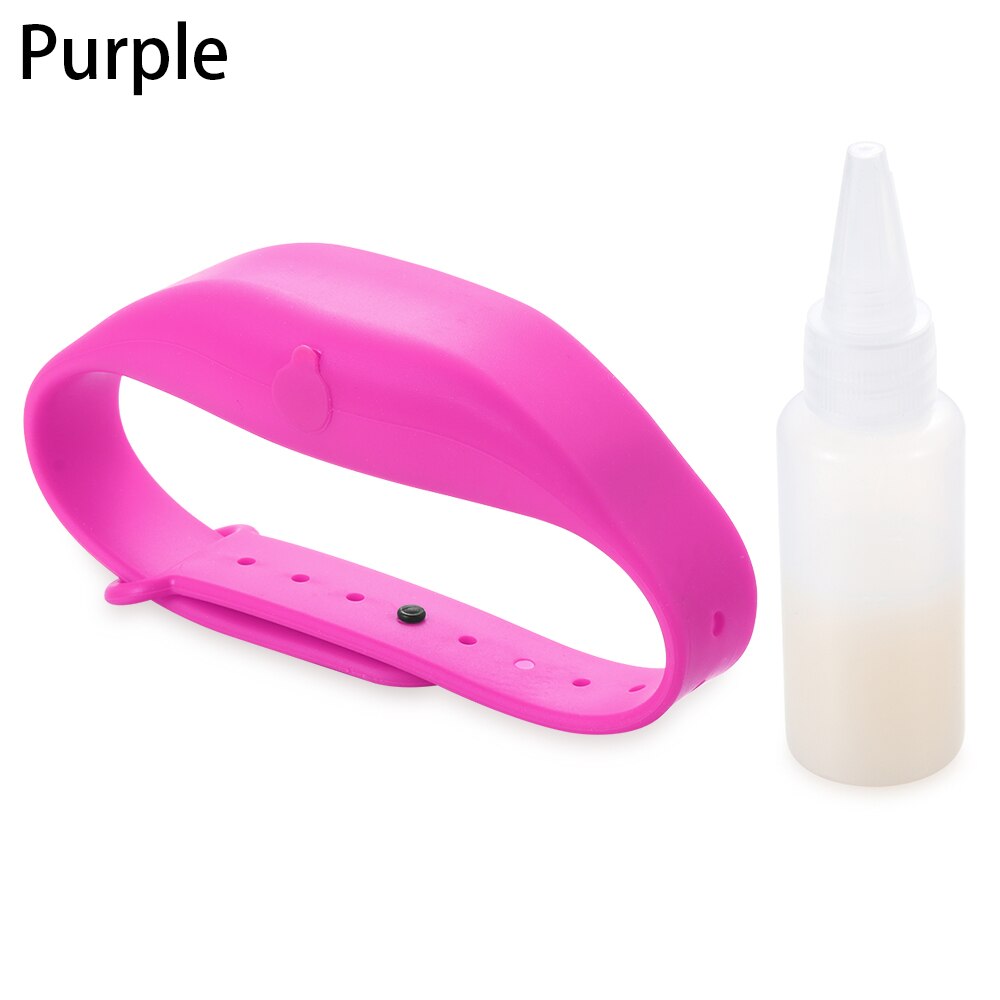 Outdoor Portable Hand Sanitizer Dispensing Wristband Hand Wash Dispenser Refillable With Squeeze Bottle Silicone Soap Bracelet: purple