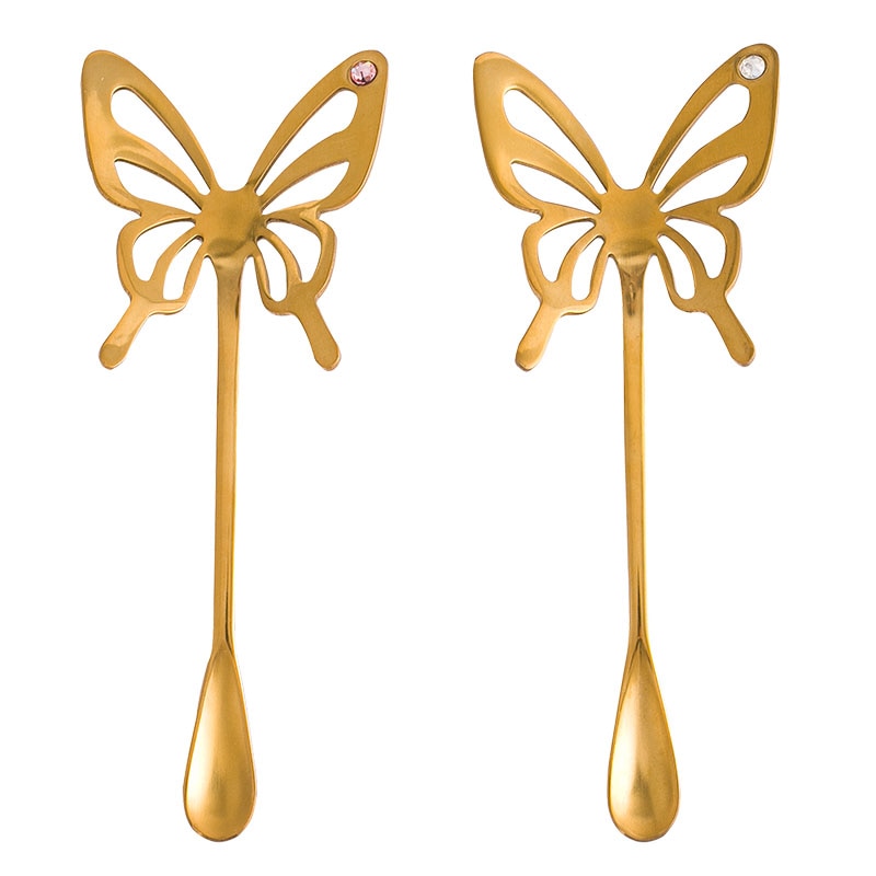 Farfalla d'oro stereo Trapano Cucchiaio Piatto Tazza di Caffè Tazza di Tè del Pomeriggio Farfalla Cucchiaio