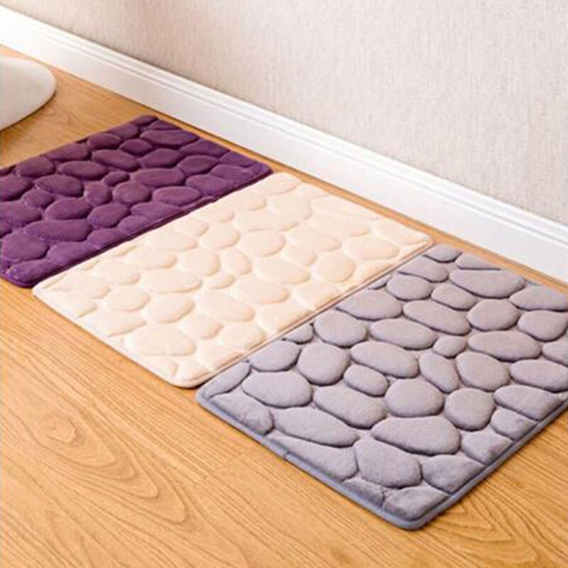Cobblestone Embossed Carpet Bedroom Mat Stone Pattern 3d Door Mat Kitchen Bathroom Water Absorption Anti-Slip Mat
