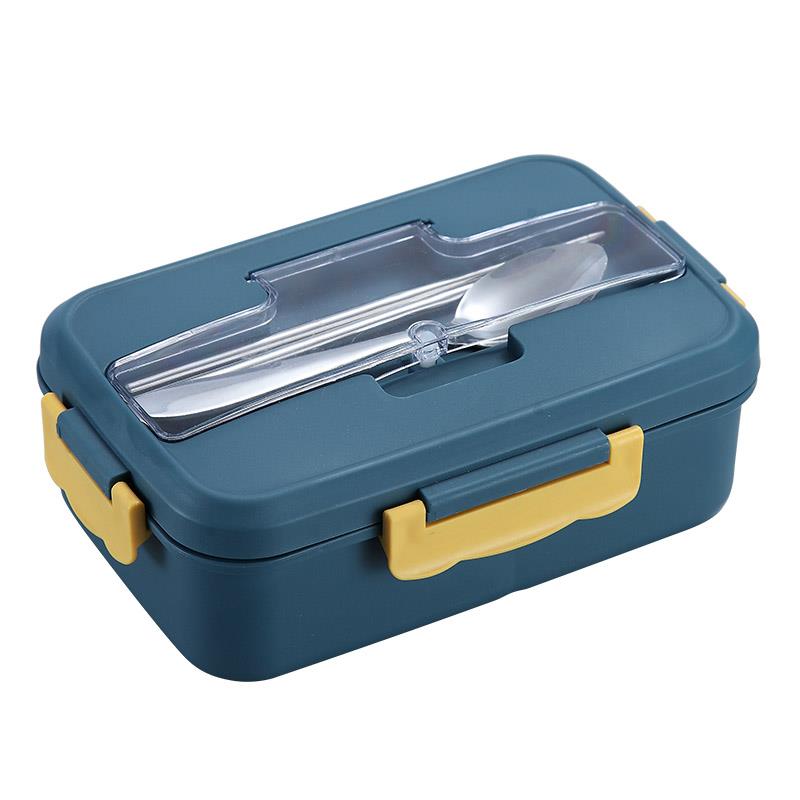 Fiambrera con cuchara, palillos, vajilla de paja de trigo, contenedor de almacenamiento de alimentos, caja Bento para microondas para escuela y oficina: BLANCO