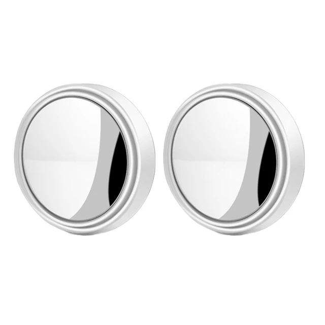 Espejo de punto ciego convexo, marco redondo de 2 piezas, gran angular de 360 grados, ajustable, accesorios para coche: Negro