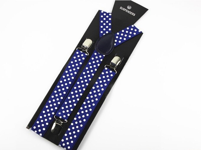 Freies Neue Frauen Einstellbare Clip-Auf Schwarz Weiß Blau Polka Punkt Elastische Hosenträger Und Hosenträger Gepunktete Damen: königlich Blau