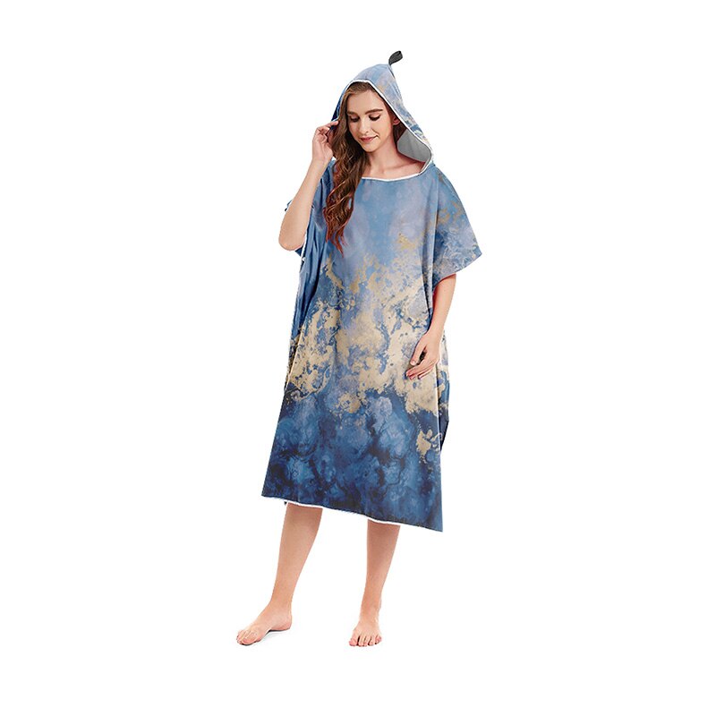 Microfiber Bath Towels Marble Pattern Changing Beach Poncho Hooded Bathrobe Cloaks for Swimming Pool Gym Fitness Bath Towels: 09C