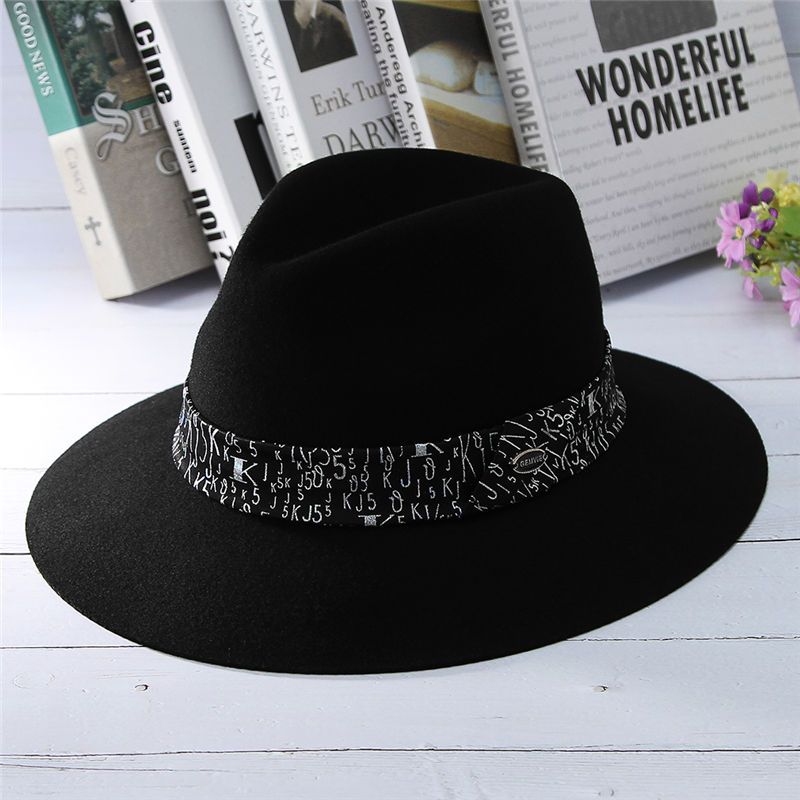 Gemvie kvinder uldfilt hatte vintage fedoras panama hat damer trendy ensfarvet stor randen jazz cap – Grandado