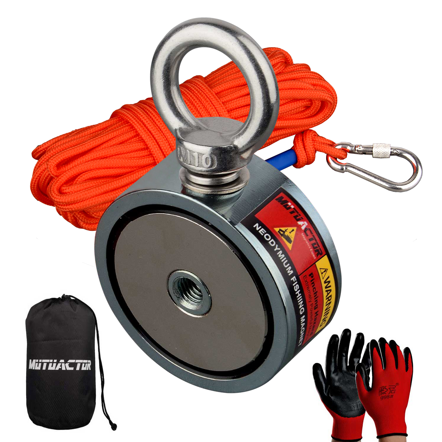 Doppelseitige 120Kg Magnet Power Neodym N52 Magnet Loch Recovery Magnete Magnetische Material Basis Angeln Magnet mit 20 m seil: Orange