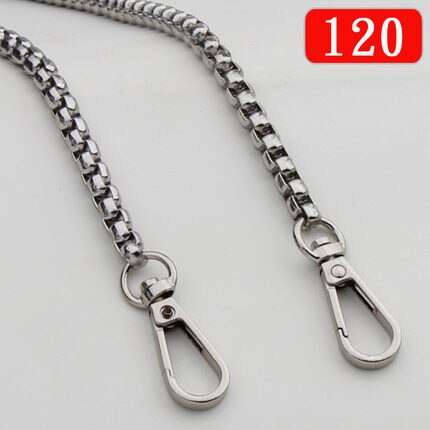 Metal Chain For Shoulder Bags Handbag Buckle Handle DIY Belt For Bag Strap Accessories Hardware Double Woven Iron Purse Chain: silver 120 cm