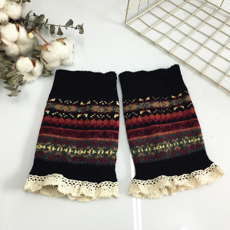 2022 Winter Girl&#39;s Gaiters Camouflage Hue Thick Woolen Leg Warmers Hairy Women Gyaru Accessories Y2k Heaters Warm: black short