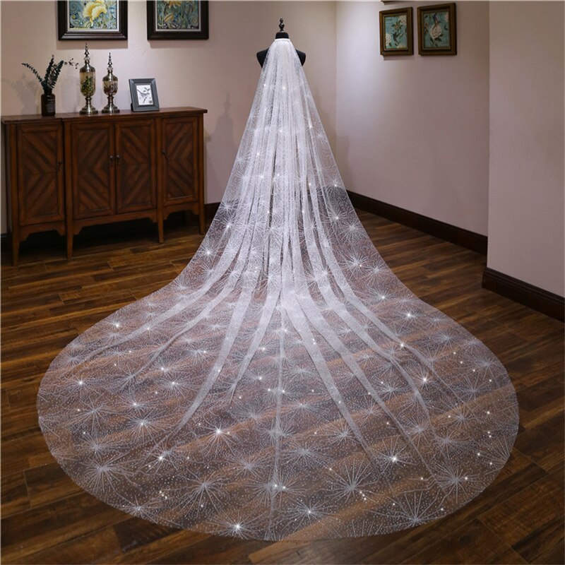 2022 Mode Luxe Bruiloft Sluiers Voor Bruiden Bling Goud 3 Meter Pailletten Crystal Big Bridal Veils Bruiloft Accessoires