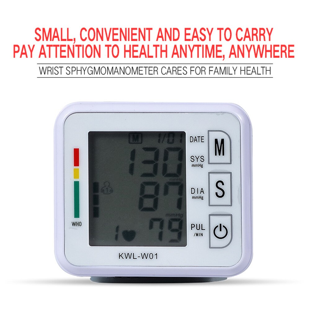 Blood Pressure Monitor Automatic Measurement Wrist Sphygmomanometer Pulse Rate Detection Voice LCD Display Diagnostic Tool