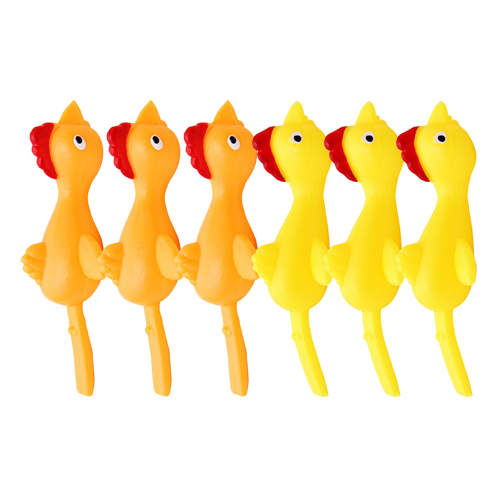 6 Pcs Vliegende Turkije Vinger Sticky Vogels Creatieve Uitwerpen Kip Speelgoed Licht Rubber Vinger Prank Vliegende Speelgoed 11.5Cm Joke speelgoed: Default Title