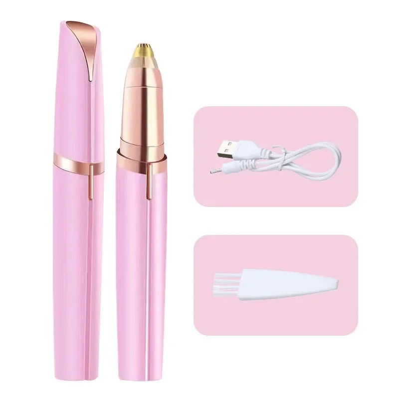 Womens Elektrische Wenkbrauw Trimmer Eye Brow Shaper Potlood Gezicht Haar Remover Voor Vrouwen Automatische Wenkbrauw Scheerapparaten Zakmes: BLACK & RED