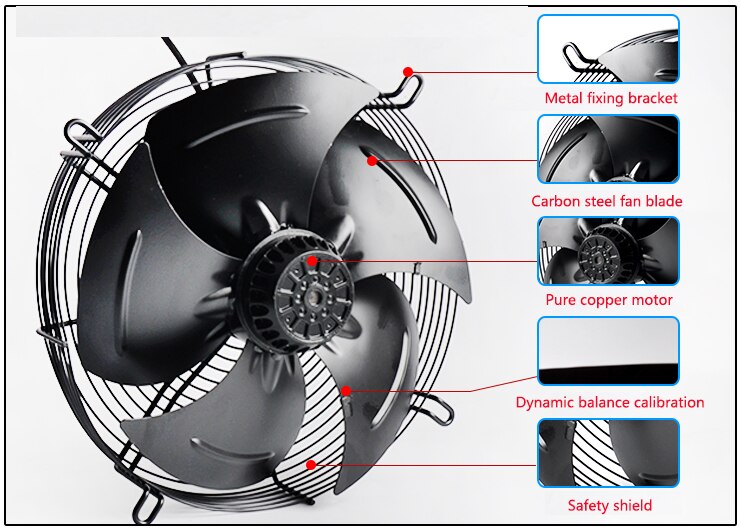 Ventilador axial do rotor exterior ywf4e/4d-250s, ac220vac380v, armazenamento frio, ventilador do secador frio