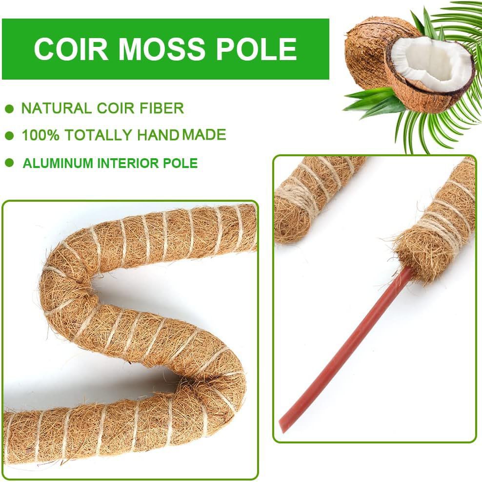 1pc pólo de musgo dobrável para plantas pólos de musgo para plantas de escalada | Suporte para plantas Monstera em fibra de palmeira de coco | Coco feito à mão