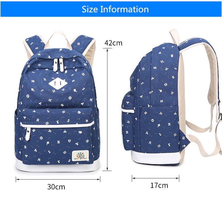 FengDong schwarz leinwand druck kinder rucksack schule taschen für mädchen reise laptop rucksack kinder computer tasche mädchen bookbag