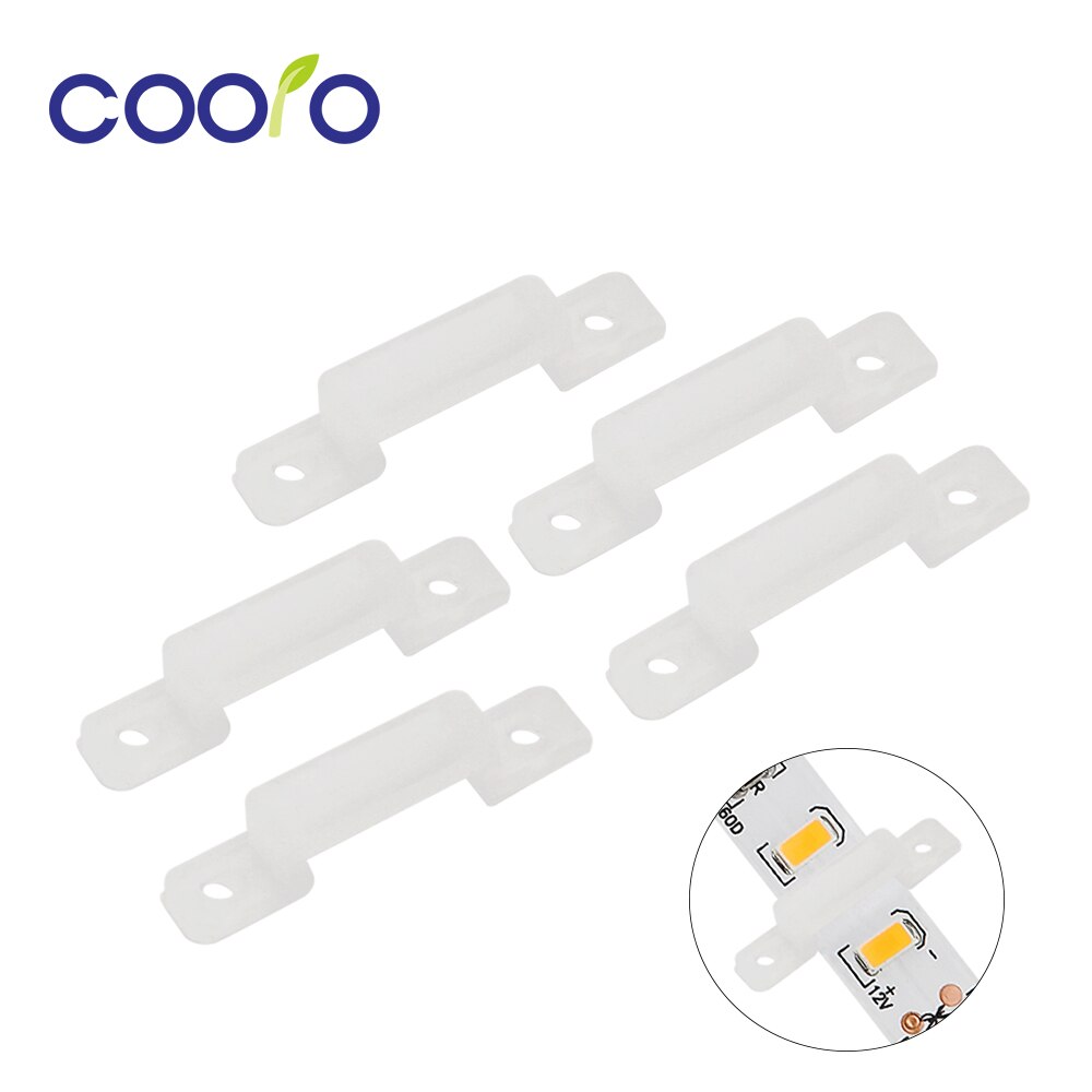 Clip de montaje de tira LED, hebilla de silicona suave de 12mm de ancho, soporte de fijación de cinta LED, Conector de Clips para tira LED, 5 unidades/lote