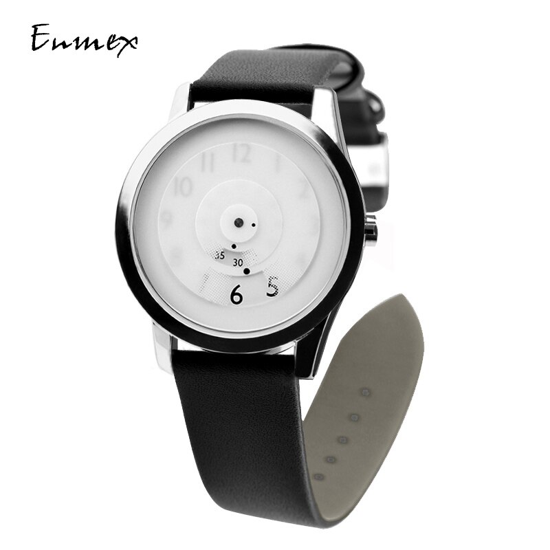 Enmex hit colour band wristwatch focal point special Hidden numbers men casual quartz watch: F2