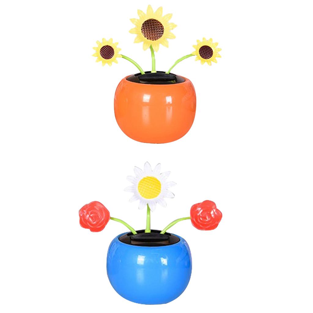 ZHOUBA grappige zonne-energie dansende auto decor zonne-energie dansen bloem flip flop bladeren auto display dashboard speelgoed cadeau - oranje
