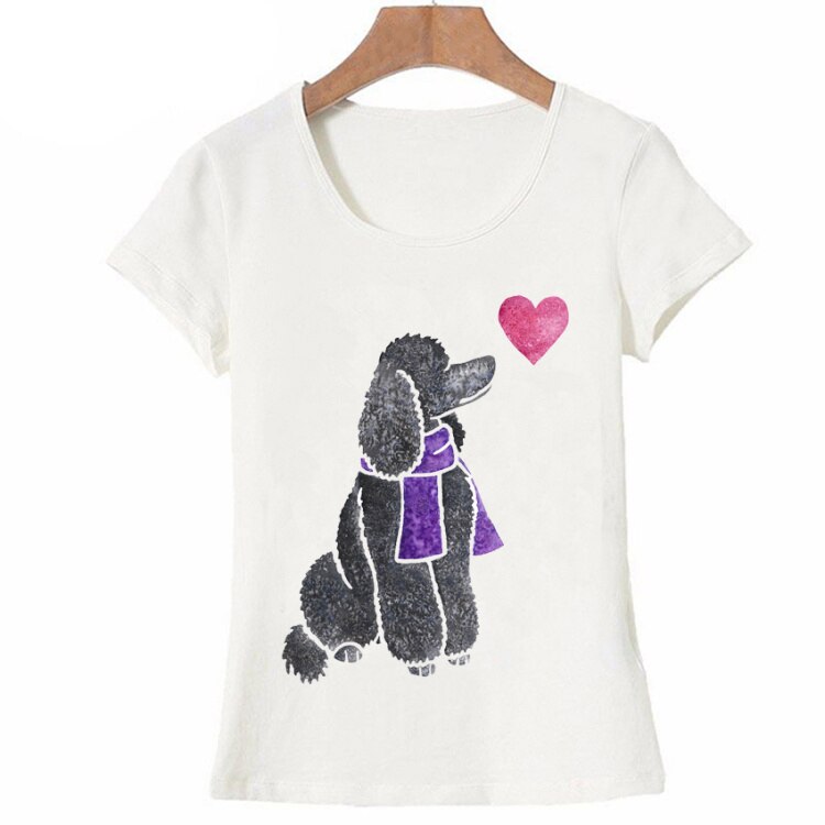 Summer Women T-shirt Colorful Poodle Dog Watercolor T-Shirt Dabbing Poodle Funny maiden Tops Tees Cute Girl Short Sleeve