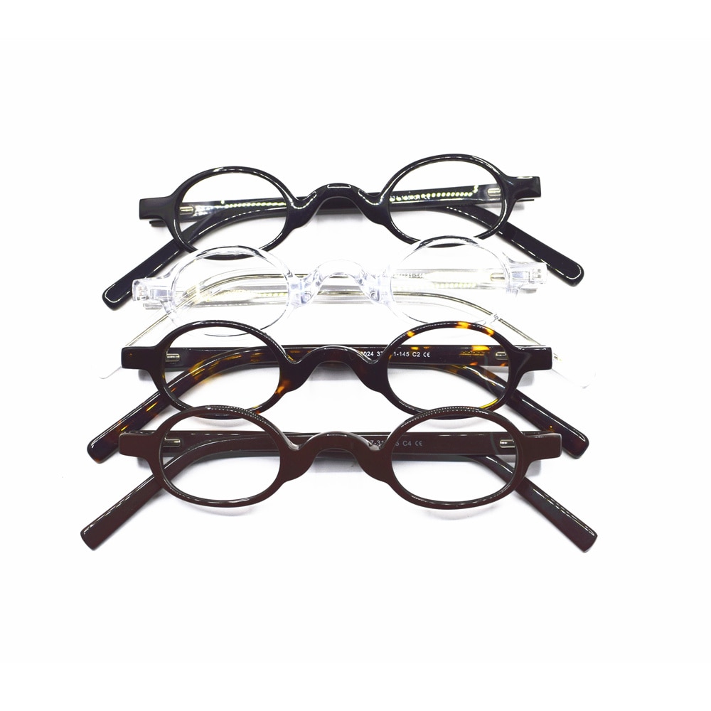 Vintage Super Small 37mm Spring Hinges Oval Acetate Eyeglass Frames Full Rim Men Women Optical Myopia