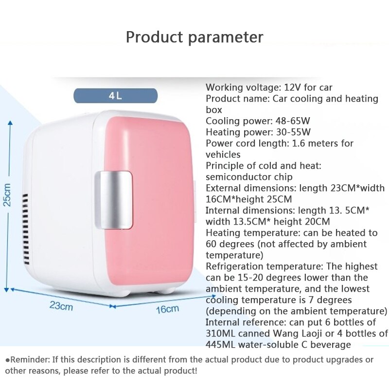 4L Car Refrigerator Household Mini Portable Refrigerator Quick Cooling and Heating and Cooling Cabinet Type Refrigerant LP