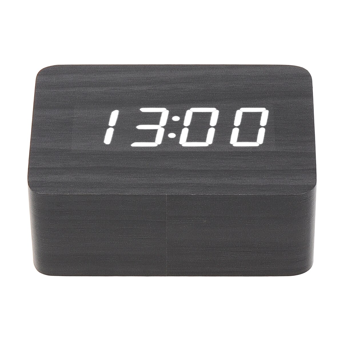 Alarm Clock LED Wooden Watch Table Voice Control Digital Wood Electronic Desktop Clock Multicolor Rectangle Table Desktop Clocks: black