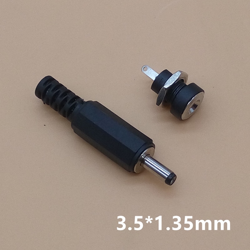 10PCS = 5 Paar DC Power Connector 1.3x3.5mm Vrouw Plug Jack + Stekker Jack Socket adapter DC-022B 3.5*1.3mm
