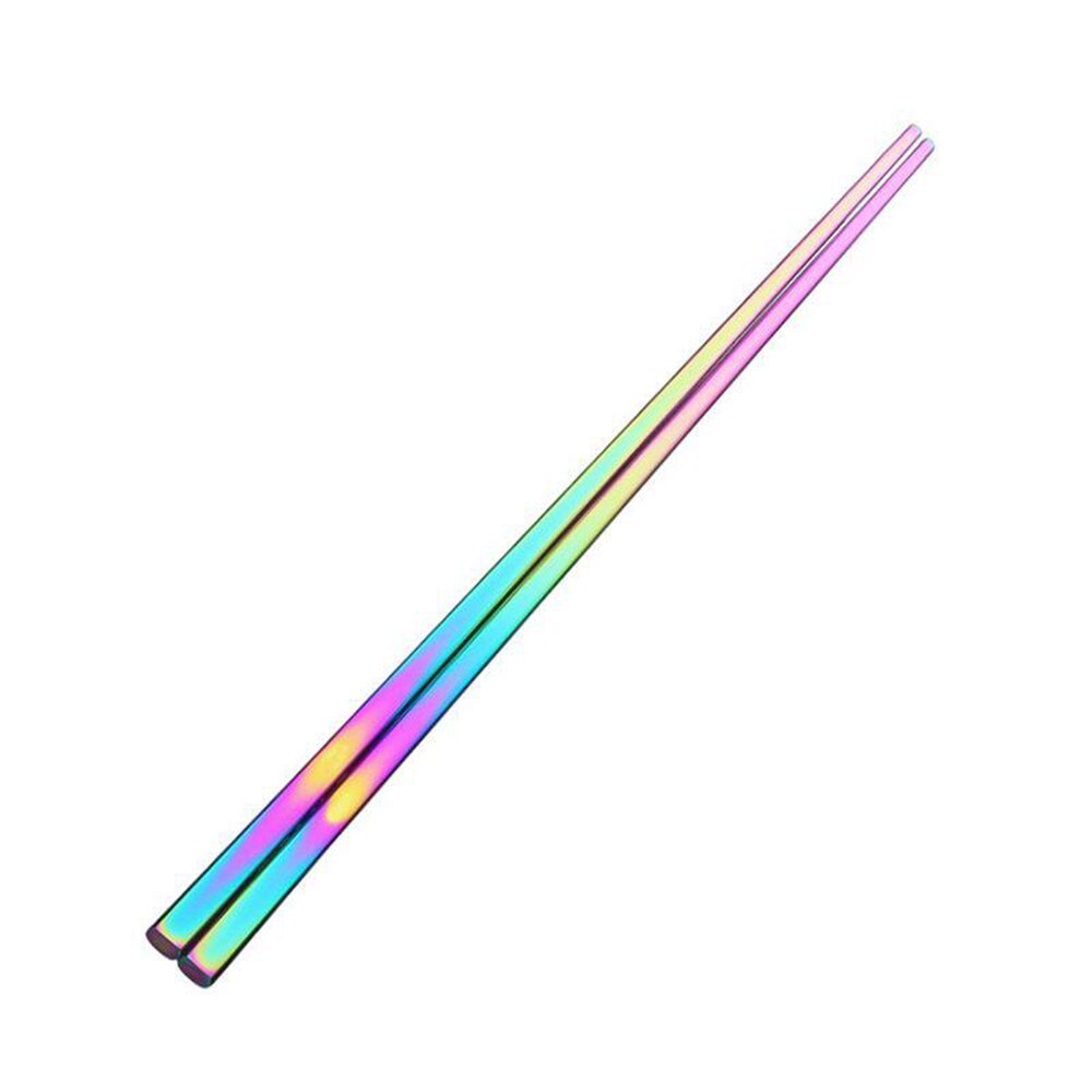 1 par rainbow kinesiska ätpinnar 23cm spegel polerade matkvalitet topp rostfritt stål ätpinnar sushi pinnar baguette chinois