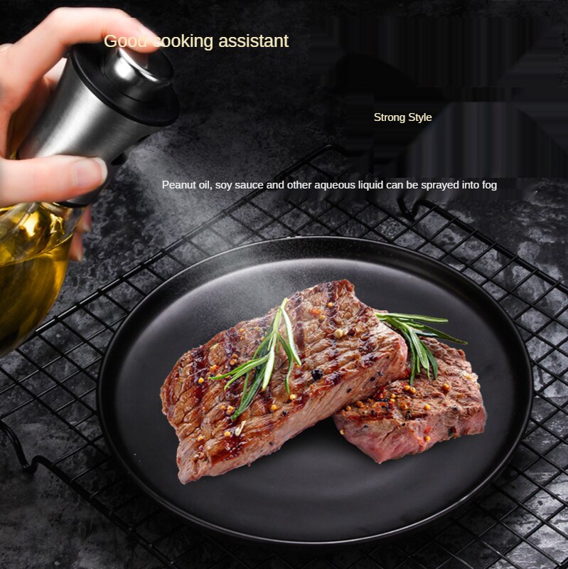 Olive Oil Spray Bottle Pump Oil Pot Grill BBQ Sprayer Stainless Glass Oil Dispenser BBQ Kitchen Accessories