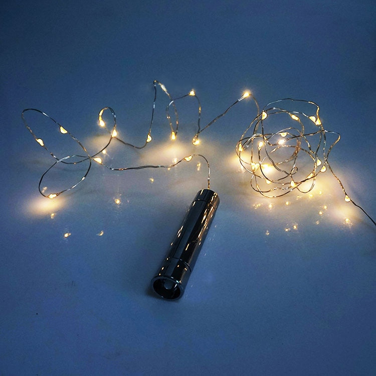 Solled 10 stk kobber sølv vinflaske led string lys belysning til fe juletræ bryllup bar fest dekoration