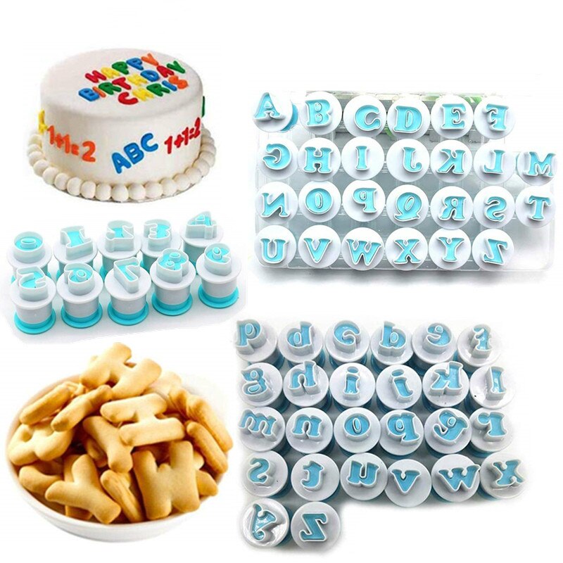 Alfabet Nummer Biscuit Cutter Kleine Letters Hoofdletters Letter Cake Decorating Cookie Gereedschap Stempel Mold Dessert Bakken Accessoires