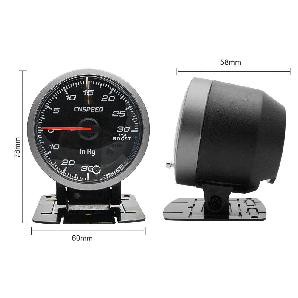 Universal 60mm LED Car Turbo Boost Pressure Gauge Meter Smoked PSI