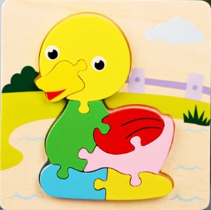 3D Wooden Puzzle Jigsaw Toys For Children Wood 3d Cartoon Animal Puzzles Intelligence Kids Early Educational Toys for children: Gray