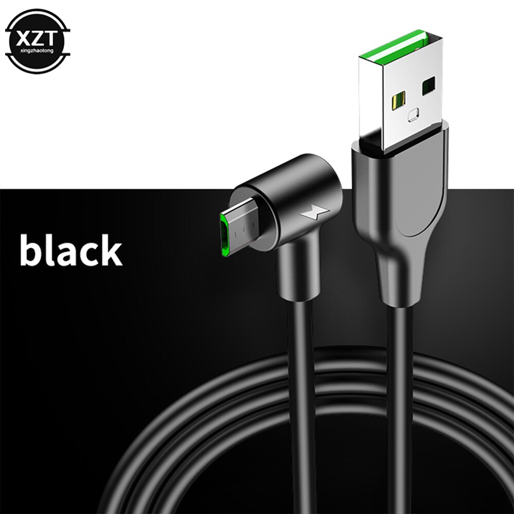Cable Micro USB 90 grados codo Nylon trenzado 1M 1,5 m 2m carga rápida cargador datos Cables para Samsung S7 Xiaomi Redmi Microusb