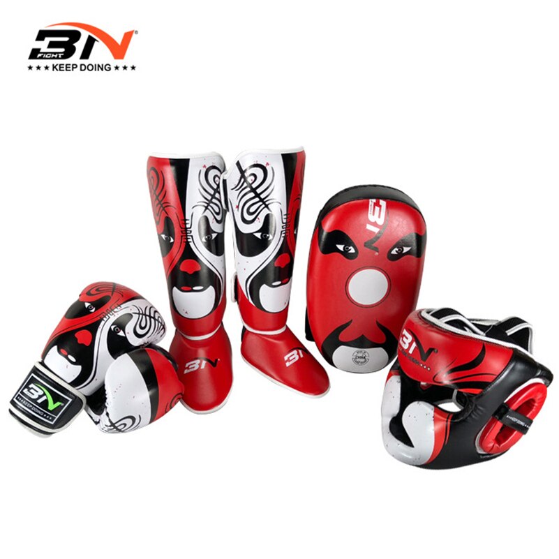 Chinese Opera Facial Makeup Boxing Shin Guards PU Ankle Protector MMA Muay Thai Kickbox Training Leg Warmers Sparring Shin Pads