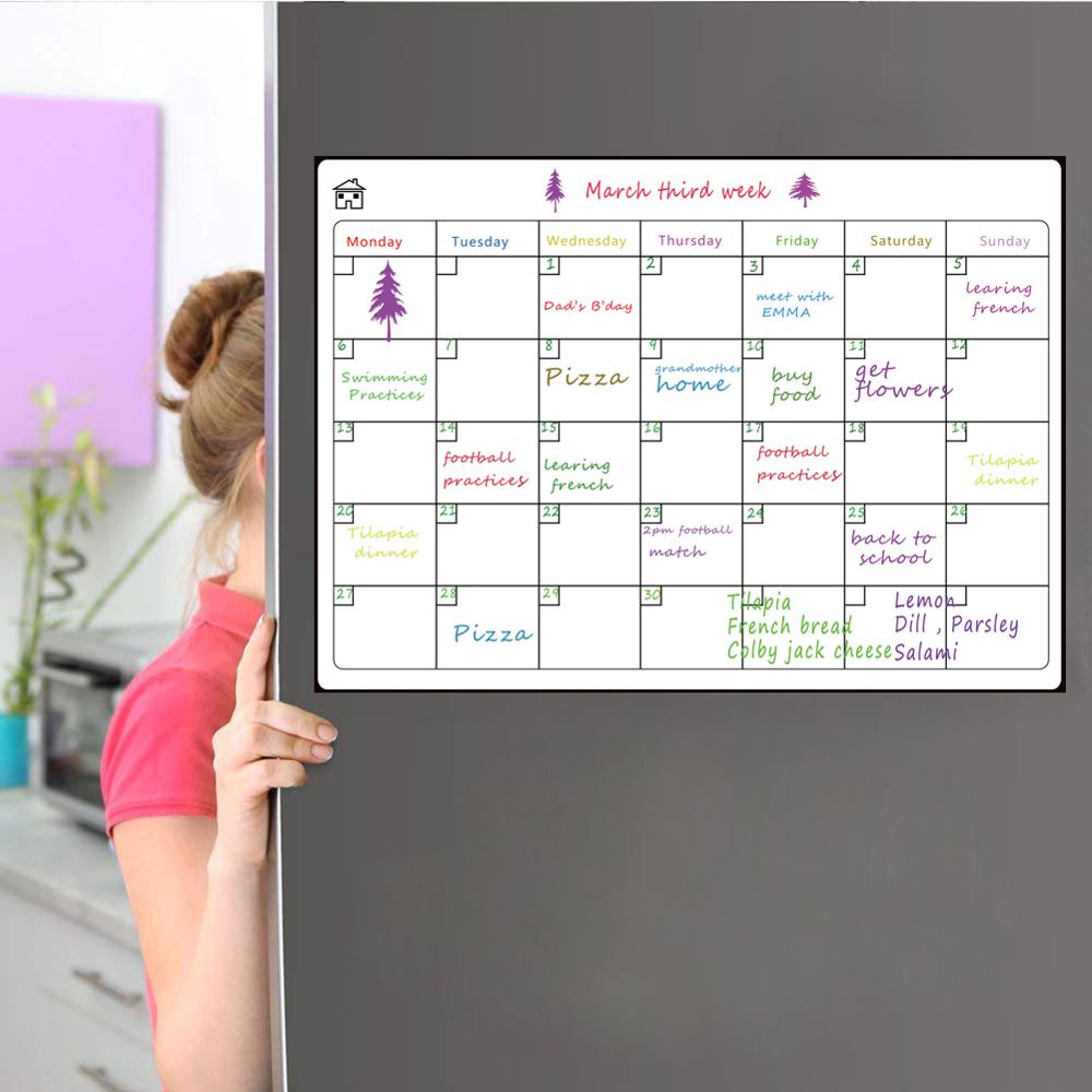 Månedlig kjøleskap kalender 16.5 " x11.8 " magnetisk tørr slette kalendertavle kjøleskap magnetisk tavle oppslagstavle magnetisk