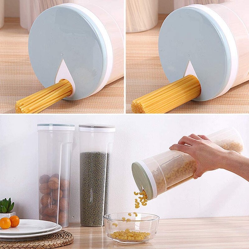 2 Pcs 2L Tall Clear Spaghetti Pasta Storage Container with Adjustable Lid,Multi-Purpose Plastic Kitchen Food Storage Jar