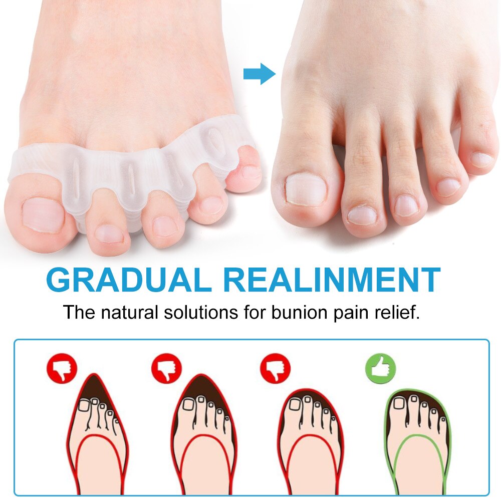 10pcs Five-hole Toe Separator Soft Silicone Bunion Toe Corrector Nail Protector Foot Care Tool Toe Hallux Valgus Straightener