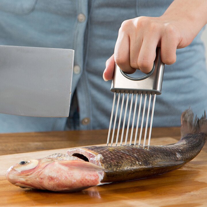 Lökhållare skivare grönsaksverktyg tomatskärare kött hamstringsgaffel rostfritt stål