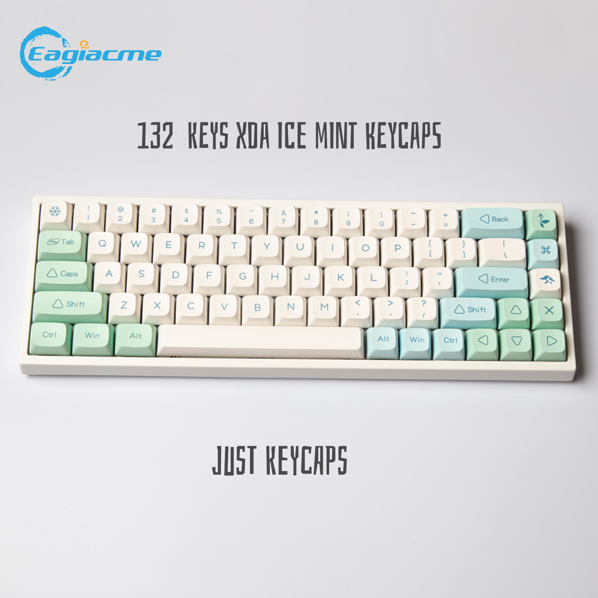 XDA 132 Keys PBT Dye Sub Keycaps XDA Minimalist Green Ice Mint For Mx Switch Mechanical Keyboard 68 84 89 980 104 Layout
